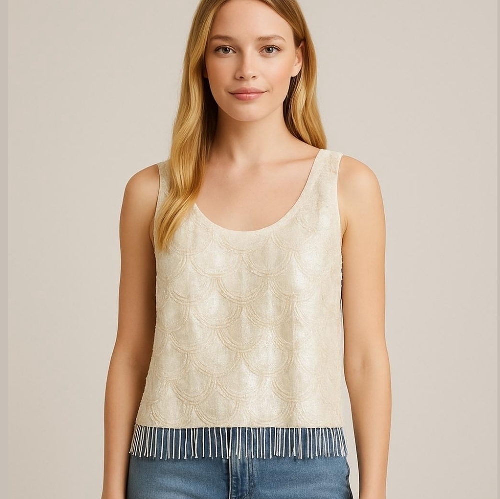 Vintage Hong Kong Sequin Beaded Tank ✨